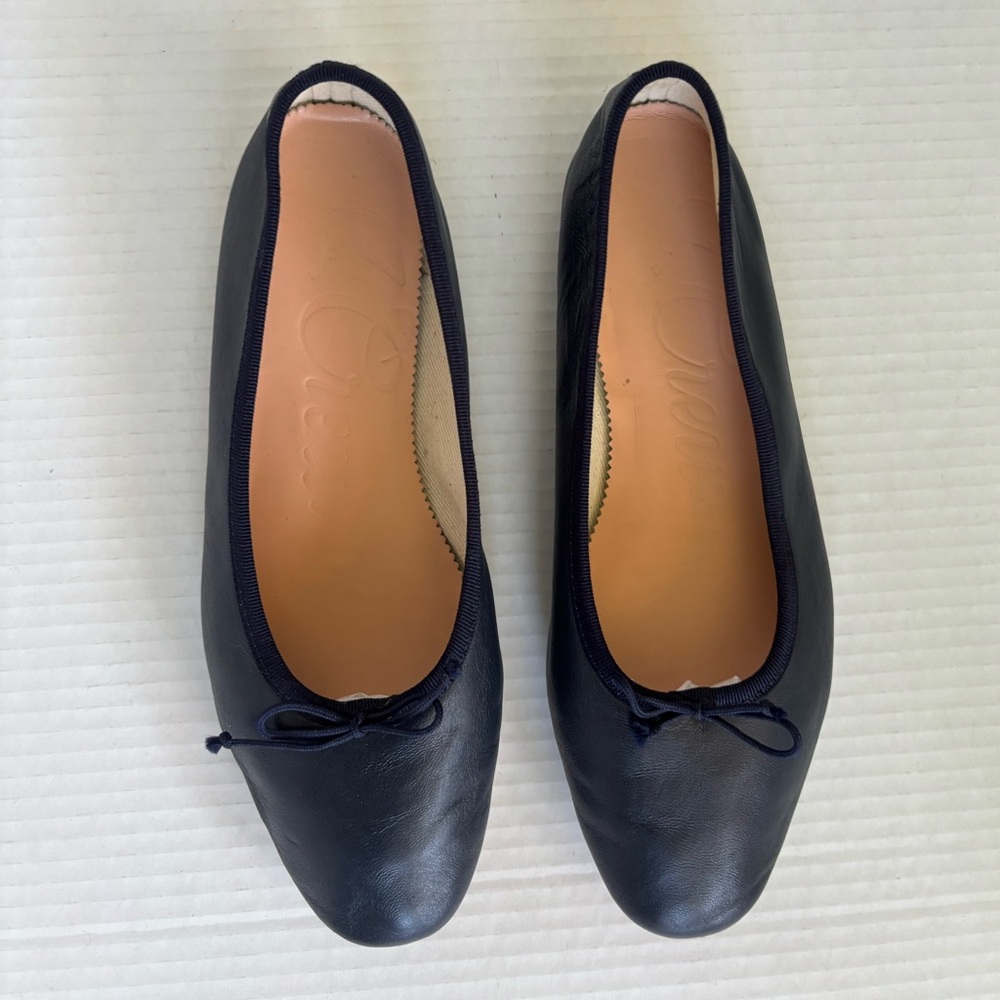 J Crew Zoe Navy Leather Ballet Flats Sz 7.5 - Picture 6 of 8